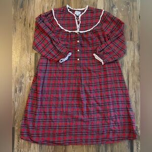 Women's LARGE, Red Tartan Flannel Nightgown - Lanz of Salzburg